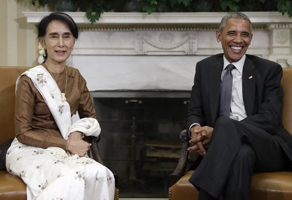 Myanmar's Aung San Suu Kyi and President Barack Obama met in Washington in September. © AP